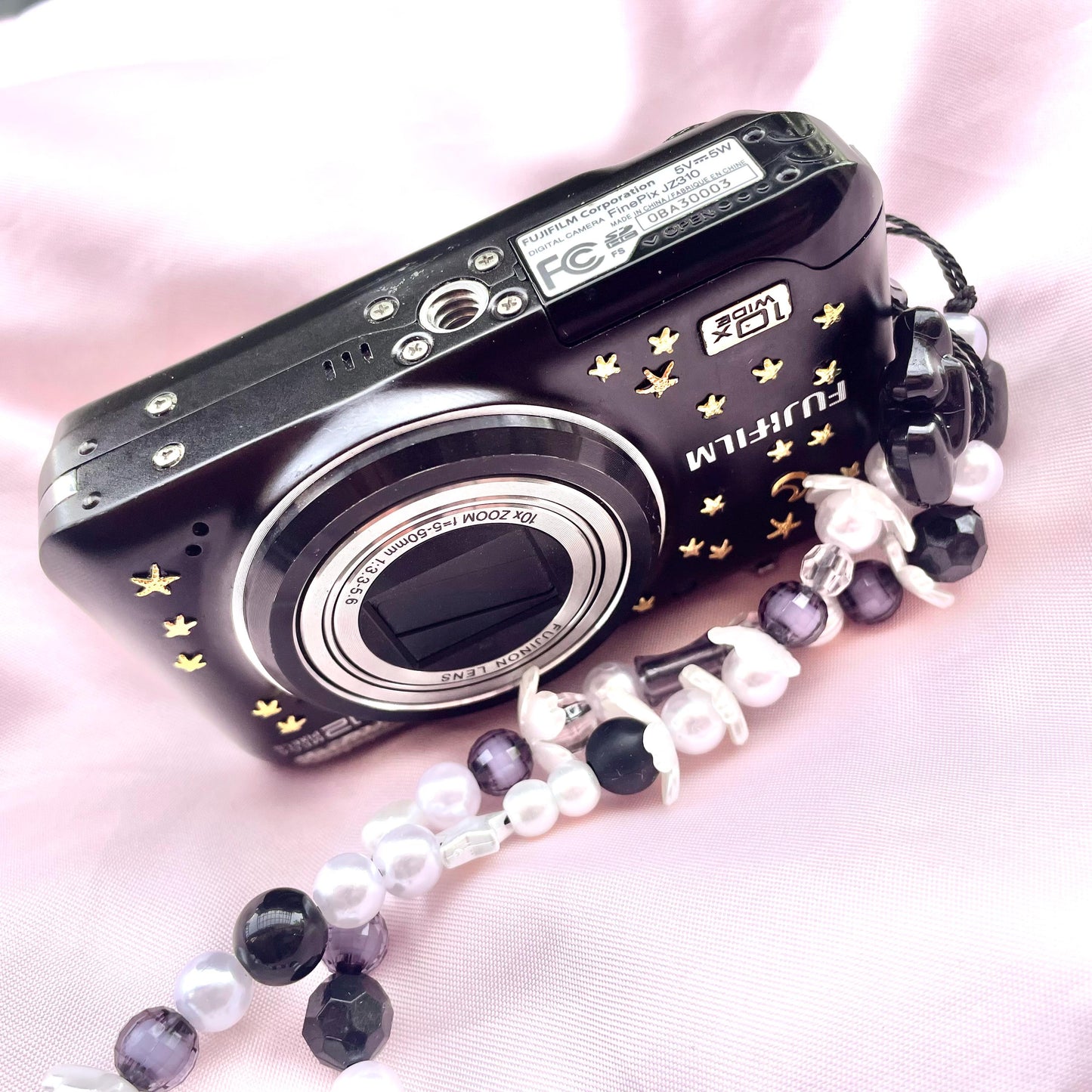 Fujifilm Finepix JZ310 y2k aesthetic decorated digicam with beaded strap, full set PreOwned