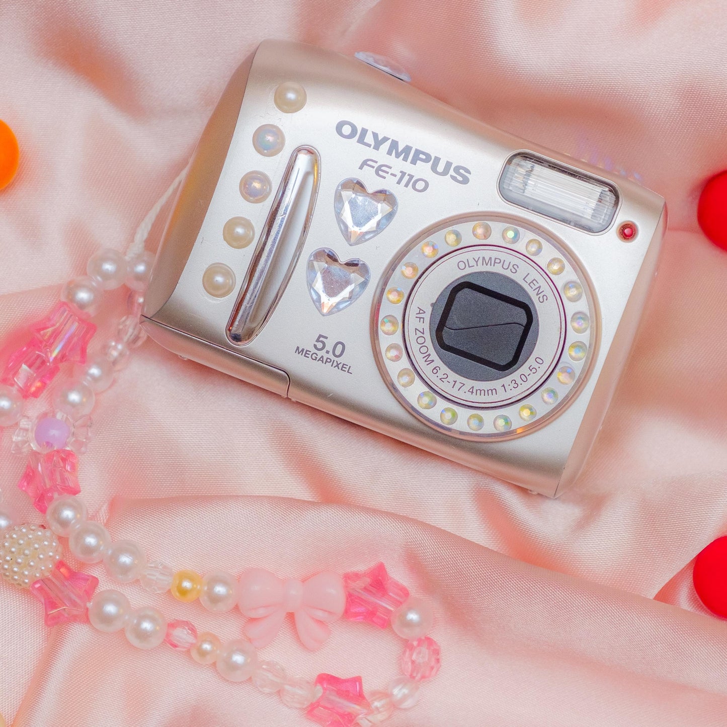 Cute y2k aesthetic digicam Olympus FE 110 with beaded strap PreOwned
