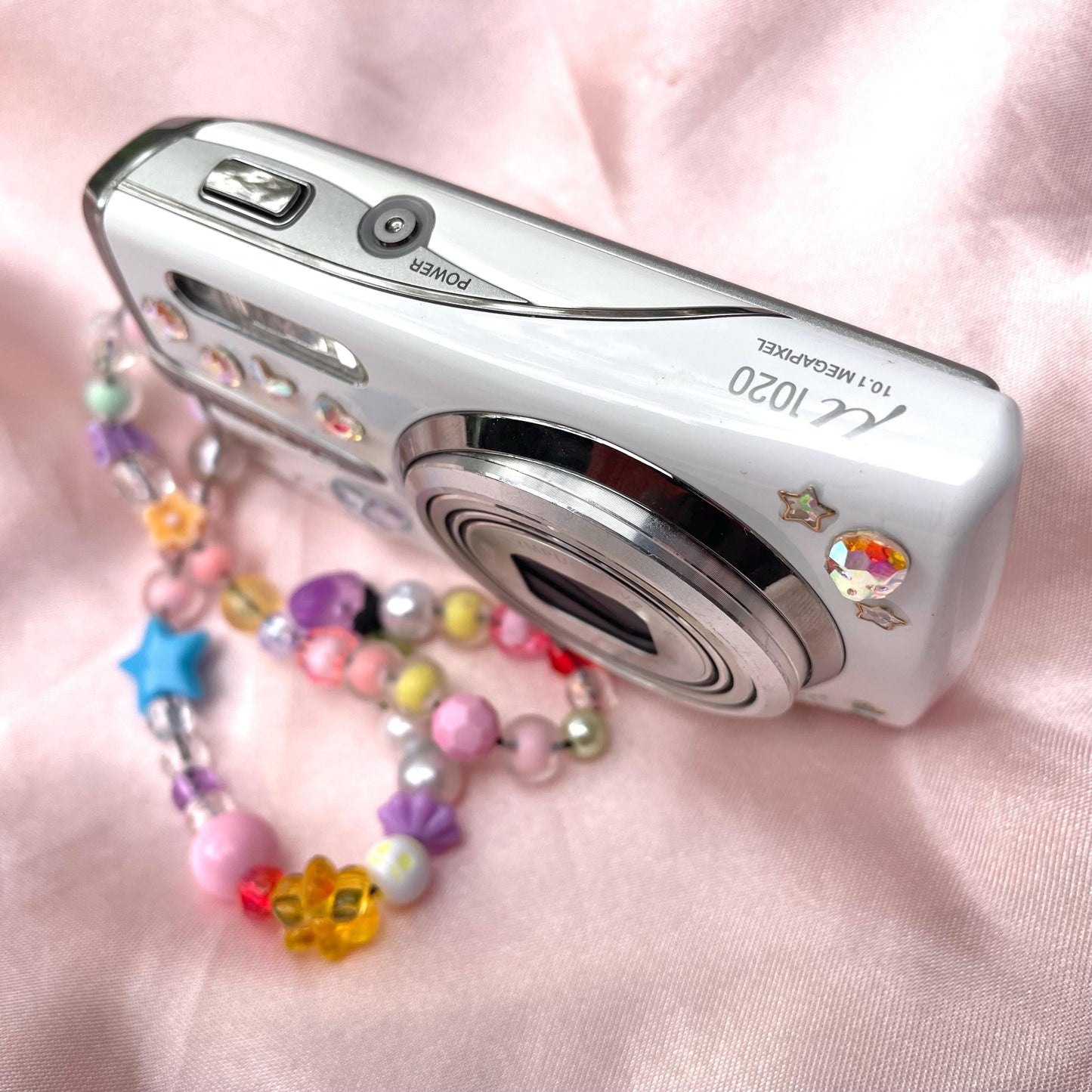 Olympus Mju 1020 y2k aesthetic decorated digicam with beaded strap PreOwned