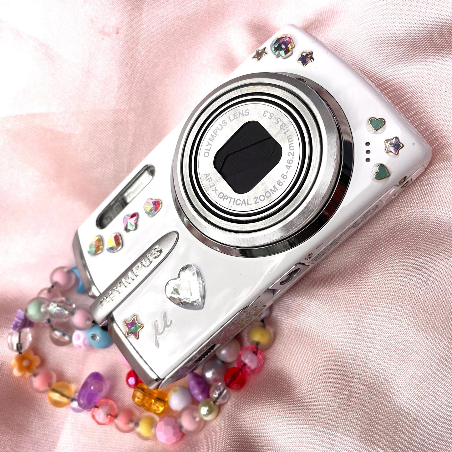 Olympus Mju 1020 y2k aesthetic decorated digicam with beaded strap PreOwned