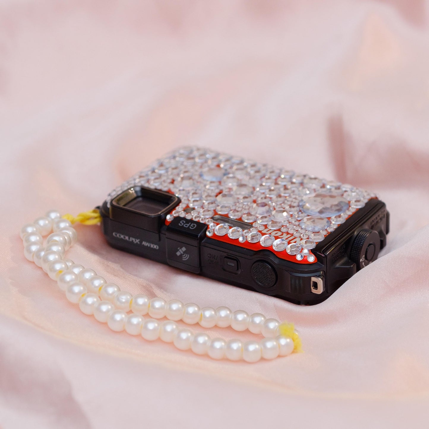 Cute y2k aesthetic digicam Nikon Coolpix AW 100 waterproof camera with beaded strap PreOwned