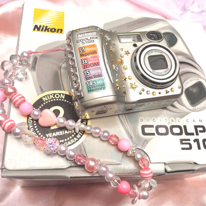 Nikon Coolpix E5100 BOXED SET cute y2k aesthetic digicam with beaded strap PreOwned