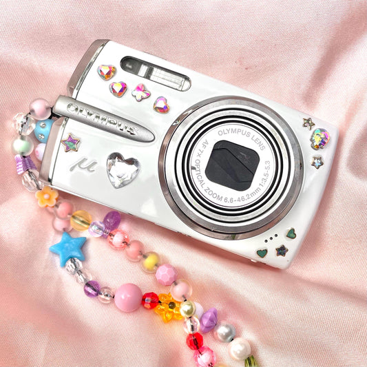 Olympus Mju 1020 y2k aesthetic decorated digicam with beaded strap PreOwned