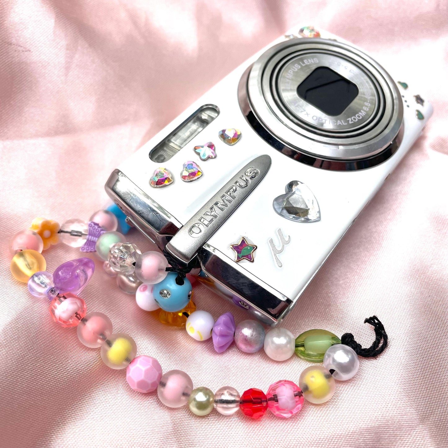 Olympus Mju 1020 y2k aesthetic decorated digicam with beaded strap PreOwned