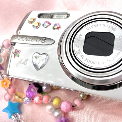 Olympus Mju 1020 y2k aesthetic decorated digicam with beaded strap PreOwned